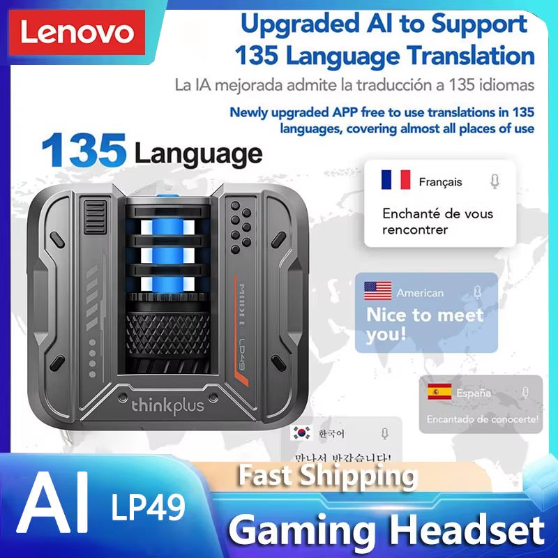 LP49 AI Translation Headphones Wireless Bluetooth 5.4 Noise Reduction HD Call Earbuds Office Travel Real Time Translation