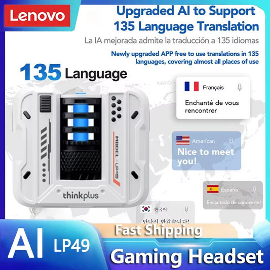 LP49 AI Translation Headphones Wireless Bluetooth 5.4 Noise Reduction HD Call Earbuds Office Travel Real Time Translation