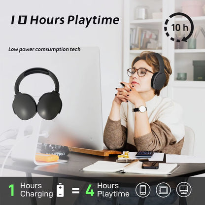 Wireless Bluetooth5.3 Headphones over Ear Hifi Stereo Headset True Sports with Earphones TF/AUX Music Player with HD Mic