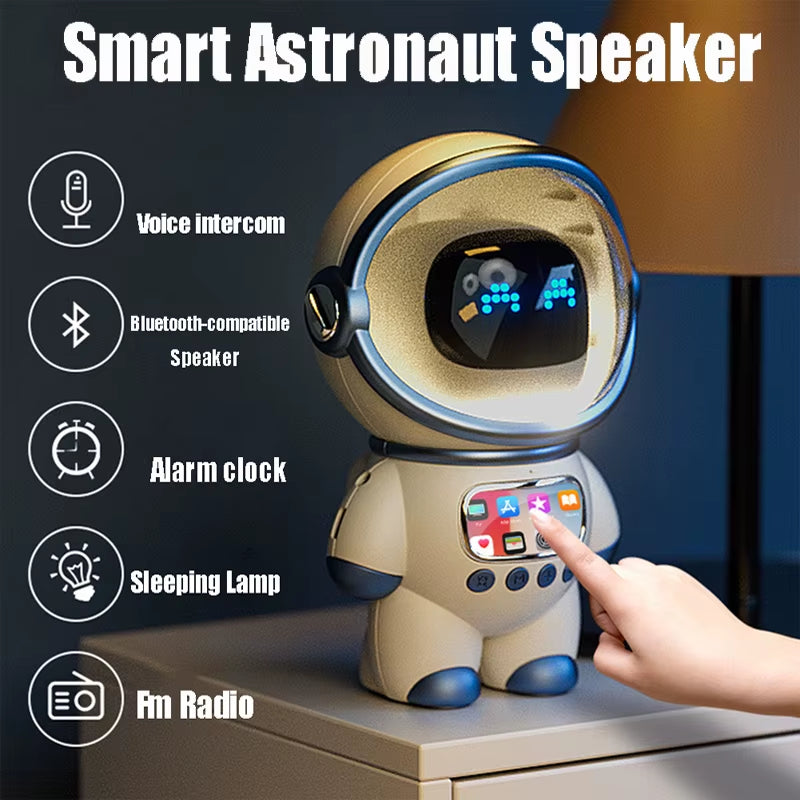 Smart Astronaut Bluetooth-Compatible Speaker Mini Sound Box Portable Stereo Ai Interactive Audio with Alarm Clock Creative Gift