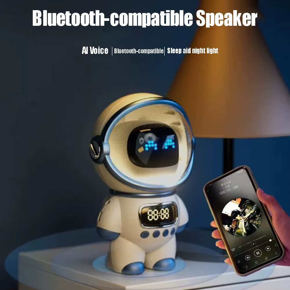 Smart Astronaut Bluetooth-Compatible Speaker Mini Sound Box Portable Stereo Ai Interactive Audio with Alarm Clock Creative Gift