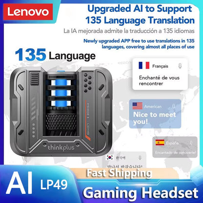 LP49 AI Translation Headphones Wireless Bluetooth 5.4 Noise Reduction HD Call Earbuds Office Travel Real Time Translation